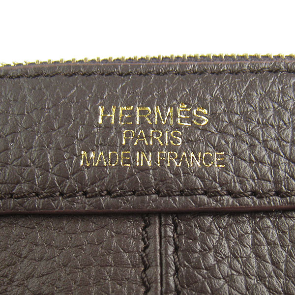 Fake Hermes New Arrival Double-duty leather handbag Dark Coffee 60669 - Click Image to Close